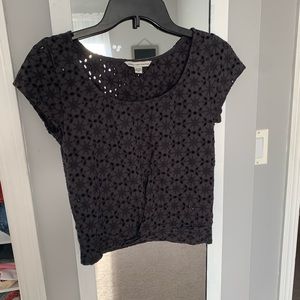 open knit short sleeve shirt